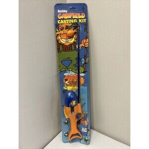 Vintage Garfield The Cat Casting Kit Fishing Pole Rod Reel Combo Kids Sealed